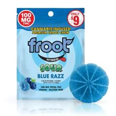 Froot Sour Blue Razz Gummy - 100mg Single Cut-to-dose